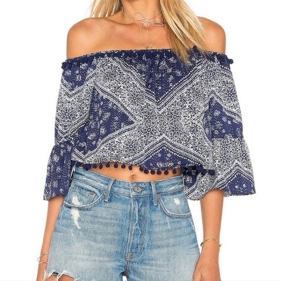 Tularosa XS Blue Alexa Off Shoulder Top - Picture 1 of 9